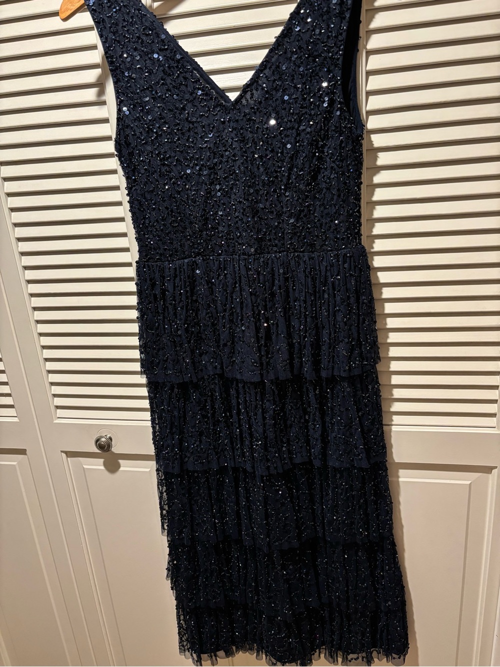 Pisarro Nights Navy Beaded Midi Dress